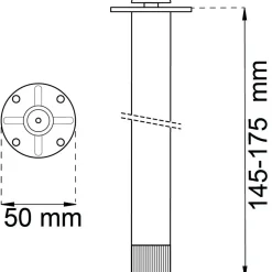 BORDSBEN 811 KROM D28X145-175MM