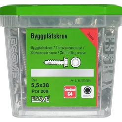BYGGPLÅTSKRUV CORRSEAL BORRSP SEXKANTSHUVUD 5,5X38 200ST