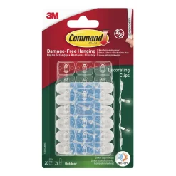 Command™ Dekorationsklämmor för utomhusbruk 17026H-AW, 20 klämmor + 24 strips