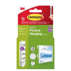 Command™ Tavelupphängningsstrips 17204WHI-4-UKN, vita, medium, 4 par (8 strips)