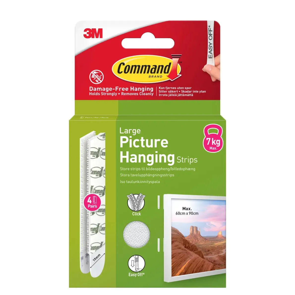 Command™ Tavelupphängningsstrips 17206WHI-4-UKN, vita, stora, 4 par (8 strips)