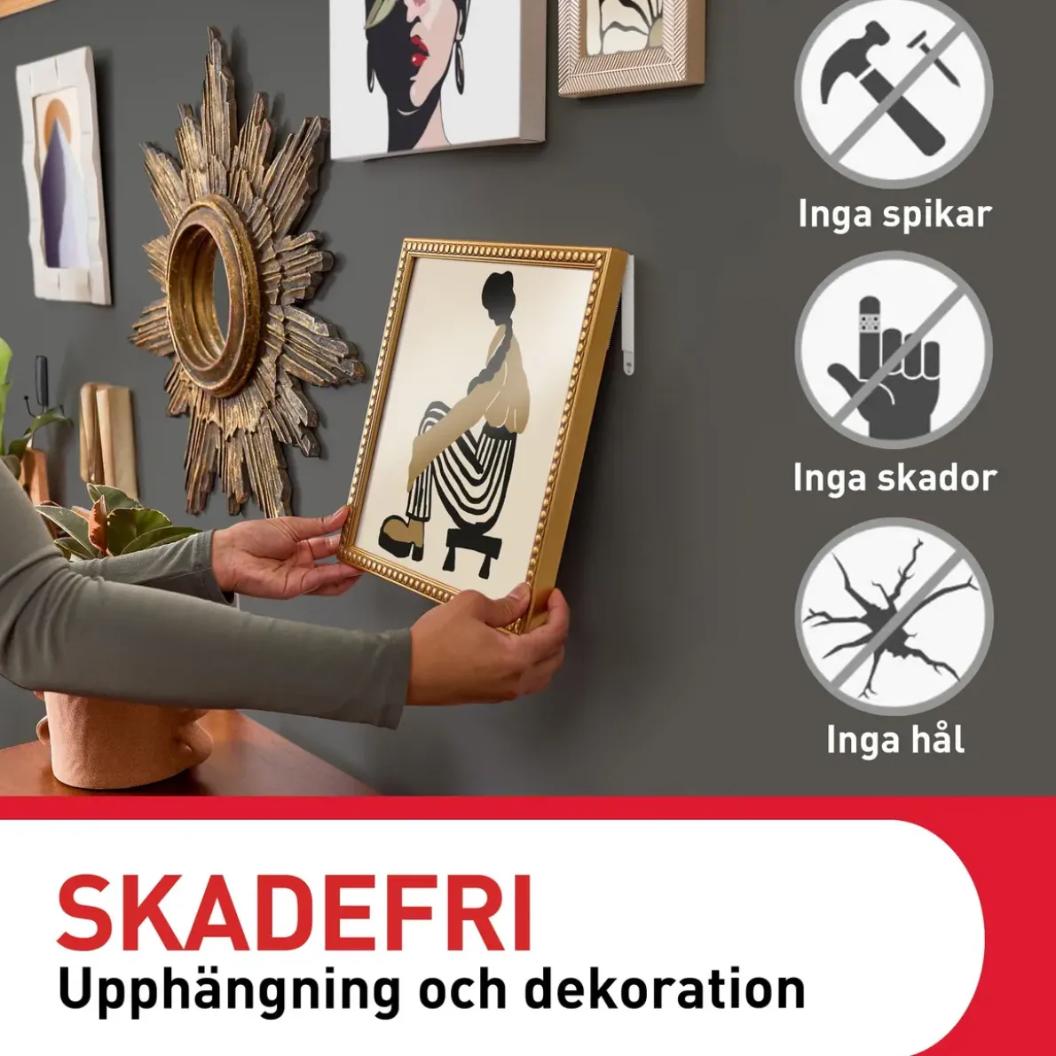 Command™ Tavelupphängningsstrips 17207WHI-4-UKN, vita, smala, 4 par (8 strips)