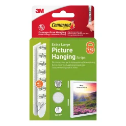 Command™ Tavelupphängningsstrips 17217WHI-4-UKN, vita, extra stora, 4 par (8 strips)