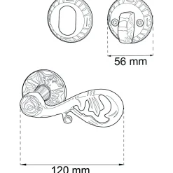 DÖRRHANDTAG A4472 ANTIK MED CYLINDERVRED+RING