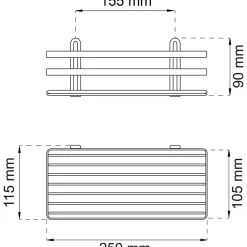 DUSCHKORG LUNARIA 1-PLAN SVART 90X250MM