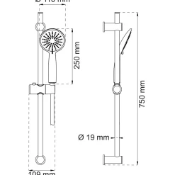 DUSCHSET DAHLIA 3-SPRAY KROM D110MM/SLANG 150-200CM