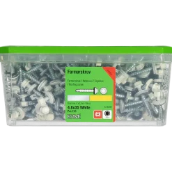 FARMARSKRUV BORRSPETS SEXKANTS HUVUD M BRICKA VIT 4,8X35 250