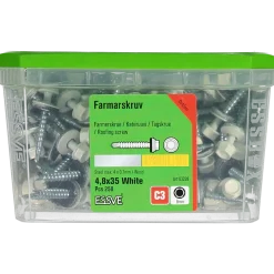 FARMARSKRUV BORRSPETS SEXKANTS HUVUD M BRICKA VIT 4,8X35 250