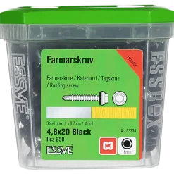 FARMARSKRUV BORRSPETS SEXKANTS M BRICKA SVART 4,8X20 250