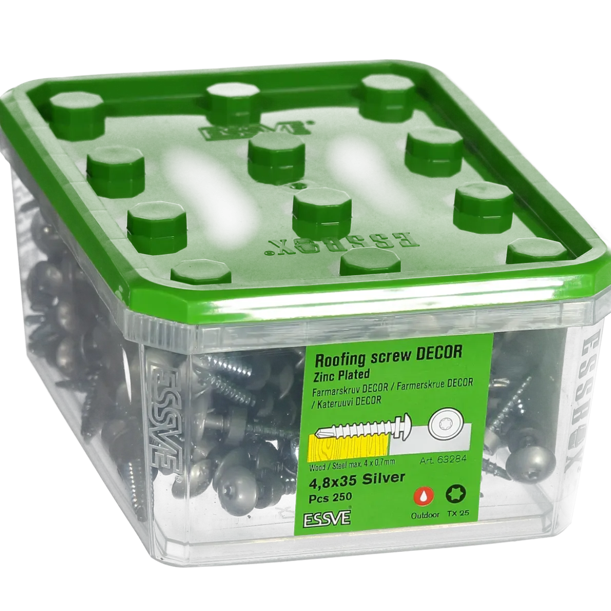 FARMARSKRUV DECOR BS SILVER RAL 9006 TX25 FZB 4,8X35 250ST