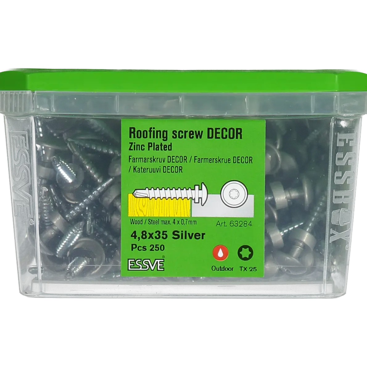 FARMARSKRUV DECOR BS SILVER RAL 9006 TX25 FZB 4,8X35 250ST