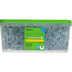 GIPSSKRUV FÖR TRÄREGEL PH2 FZB 3,9X30 1000ST