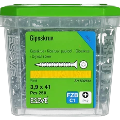 GIPSSKRUV FÖR TRÄREGEL PH2 FZB 3,9X41 250ST