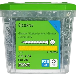 GIPSSKRUV FÖR TRÄREGEL PH2 FZB 3,9X57 200ST