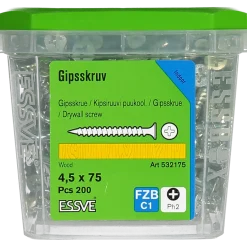 GIPSSKRUV FÖR TRÄREGEL PH2 FZB 4,5X75 200ST