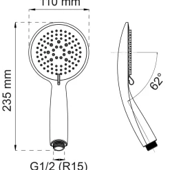 HANDDUSCH DAHLIA 3-SPRAY KROM D110MM