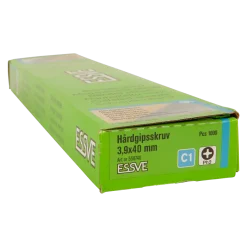 HÅRDGIPSSKRUV BANDAD FÖR TRÄ/STÅLRE PH2 FZB 3,9X40 1000