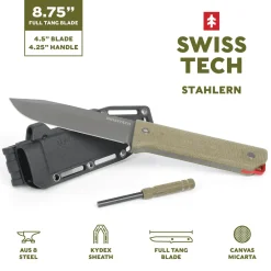 KNIV I HÖLSTER FULL-TANG DOLK MED HÖLSTER OCH TÄNDSTÅL