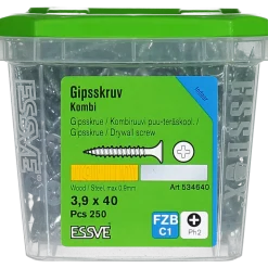 KOMBISKRUV FÖR TRÄ/STÅLREGEL PH2 FÖRZINKAD 3,9X40 250ST