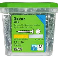 KOMBISKRUV FÖR TRÄ/STÅLREGEL PH2 FÖRZINKAD 3,9X30 250ST
