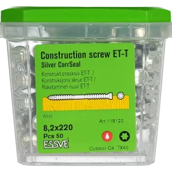 KONSTRUKTIONSSKRUV ET-T TX40 CYL CORRSEAL 8,2X220 50ST