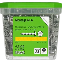 MONTAGESKRUV FÖR TRÄREGEL PH2 ROSTFRI A2 4,2X25 250ST