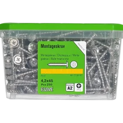 MONTAGESKRUV FÖR TRÄREGEL PH2 ROSTFRI A2 4,2X45 250ST