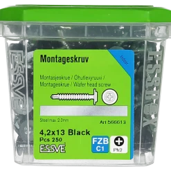 MONTAGESKRUV MED BORRSPETS PH2 SVARTLACKERAD 4,2X13 250ST