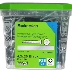 MONTAGESKRUV MED BORRSPETS PH2 SVARTLACKERAD 4,2X25 250ST