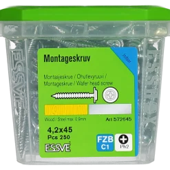 MONTAGESKRUV MED VASS SPETS PH2 FZB 4,2X45 250ST