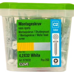 MONTAGESKRUV MED VASS SPETS PH2 VITLACKERAD 4,2X32 250ST
