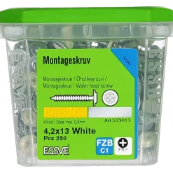 MONTAGESKRUV MED VASS SPETS PH2 VITLACKERAD 4,2X13 250ST