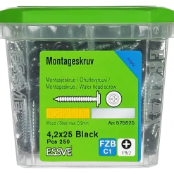 MONTAGESKRUV MED VASS SPETS PH2 SVARTLACKERAD 4,2X25 250ST