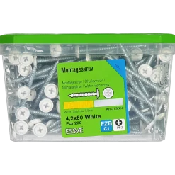 MONTAGESKRUV MED VASS SPETS PH2 VITLACKERAD 4,2X50 200ST