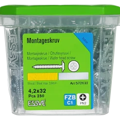 MONTAGESKRUV MED VASS SPETS PH2 FZB 4,2X32 250ST