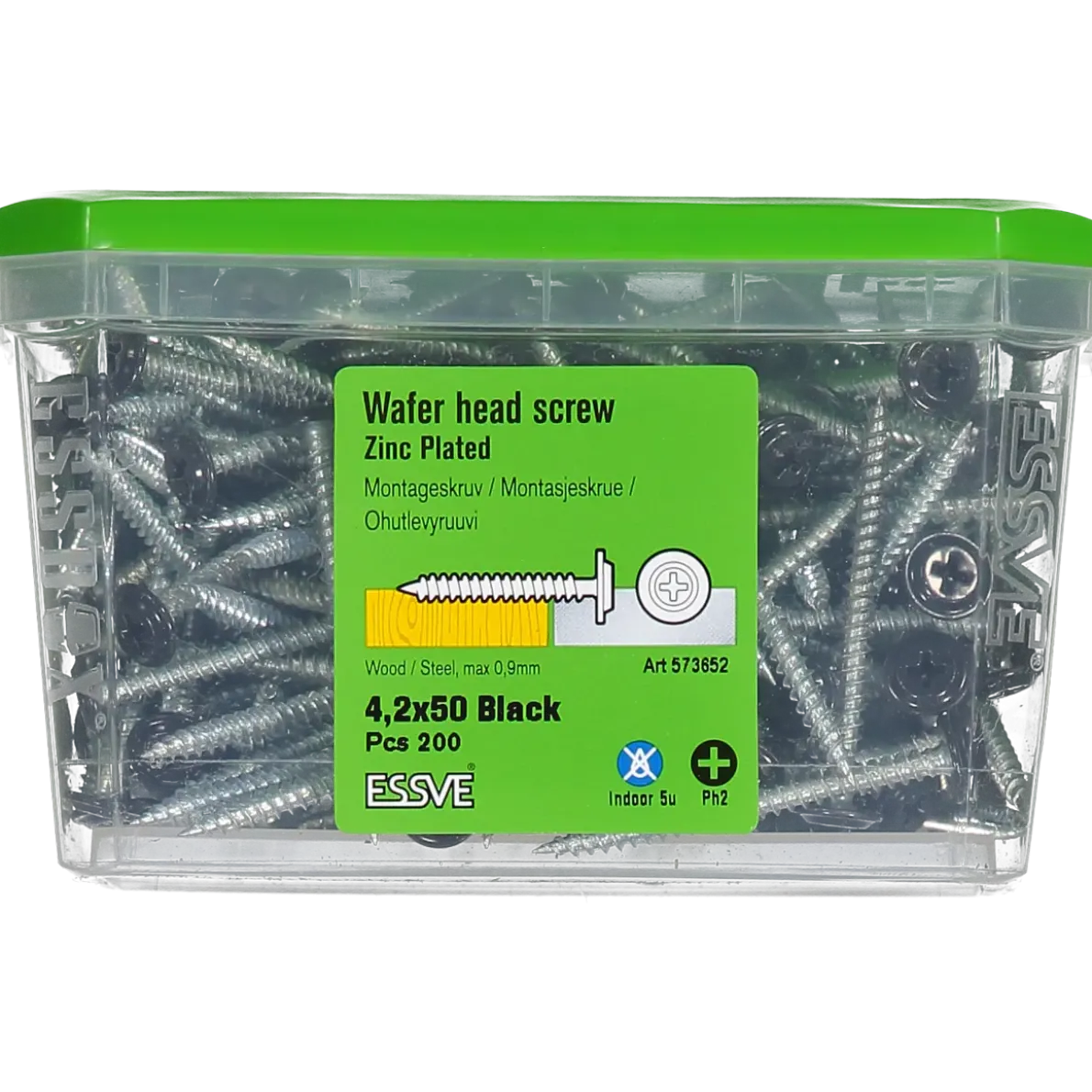 MONTAGESKRUV MED VASS SPETS PH2 SVARTLACKERAD 4,2X50 250ST
