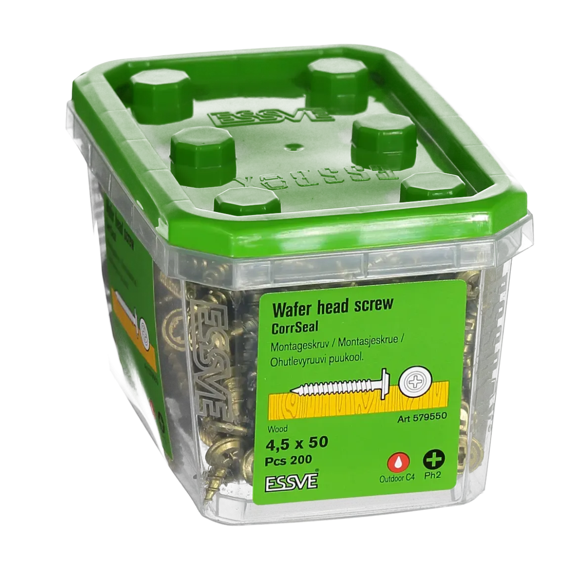 MONTAGESKRUV MED VASS SPETS PH2 CORRSEAL 4,5X50 200ST