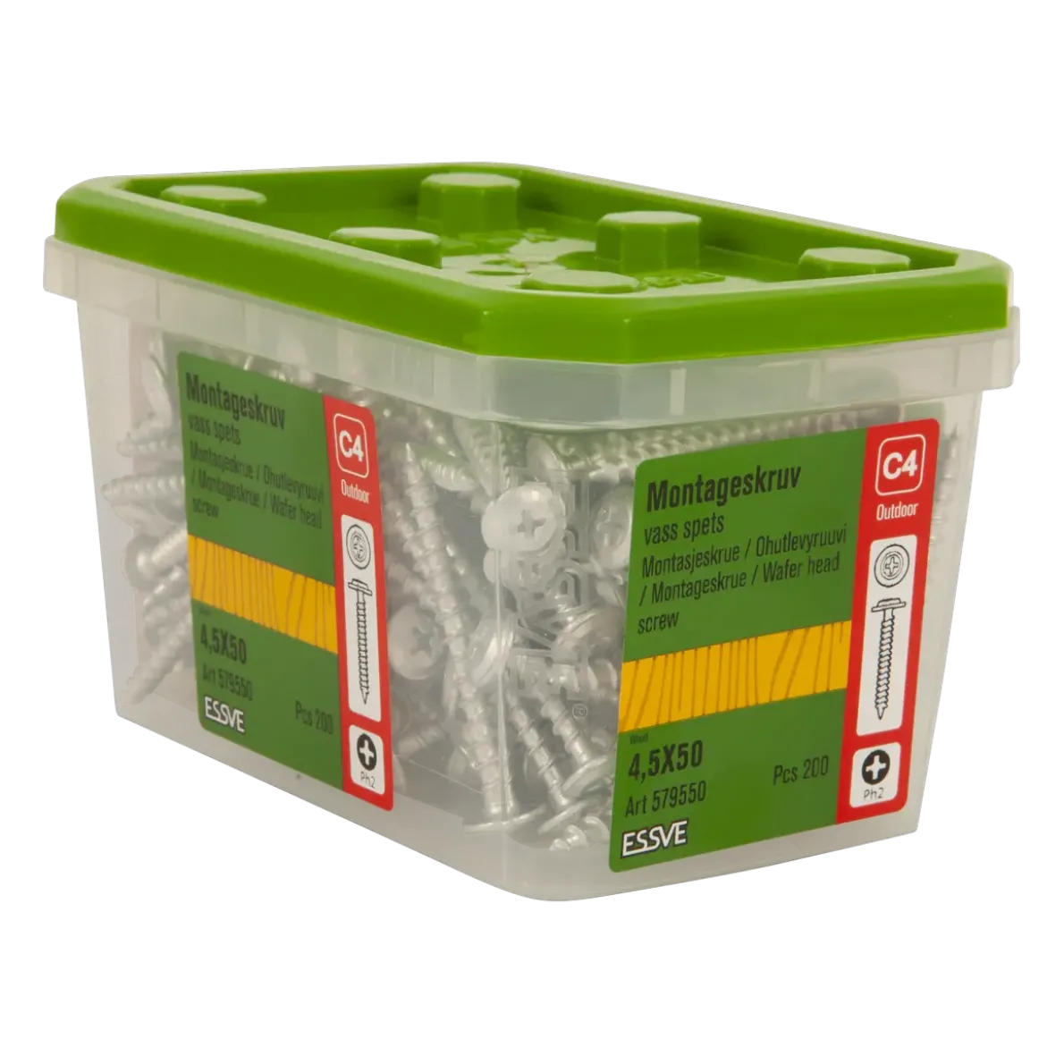 MONTAGESKRUV MED VASS SPETS PH2 CORRSEAL 4,5X50 200ST
