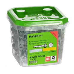 MONTAGESKRUV M RFR BRICKA SILVER RAL9006 TX20 4,2X25 100