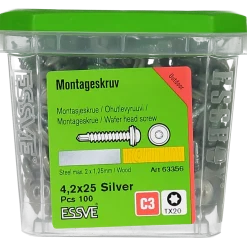 MONTAGESKRUV M RFR BRICKA SILVER RAL9006 TX20 4,2X25 100