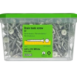 RÄNNKROKSKRUV ROSTFRI A2 VIT RAL9010 TX20 4,8X25 250ST