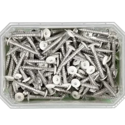 RÄNNKROKSKRUV ROSTFRI A2 VIT RAL9010 TX20 4,8X35 250ST