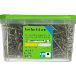 SPÅN/BOARDSKRUV PH2 GULKROMATE RAD 3,9X55 500ST