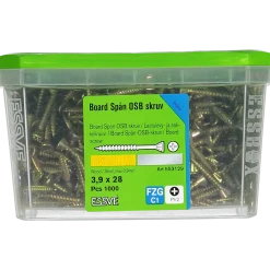 SPÅN/BOARDSKRUV PH2 HELGÄNGAD GULKROMATERAD 3,9X28 1000ST