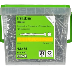 TRALLSKRUV CLASSIC ROSTFRI A4 SYRAFAST TX20 4,8X75 600ST