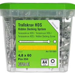 TRALLSKRUV HDS PRO FÖR DOLT MONTAGE A4 TX15 4,8X60 250ST