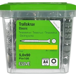 TRALLSKRUV TX20 ROSTFRI SYRAF A4 FIBERCUT 5,0X90 100