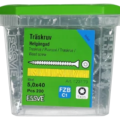 TRÄSKRUV FÖRSÄNKT HUVUD TX25 HELGÄNGAD FZB 5,0X40 200ST
