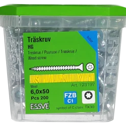 TRÄSKRUV FÖRSÄNKT HUVUD TX30 HELGÄNGAD FZB 6,0X50 200ST