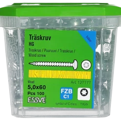 TRÄSKRUV KULLRIGT HUVUD TX25 HELGÄNGAD FZB 5,0X60 100ST